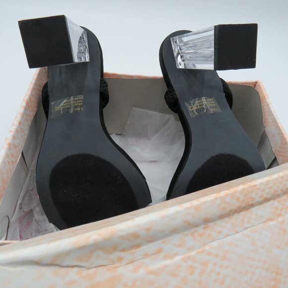 Cape Robbin Shoes Womens Size 7.5 Black 4.5" Clear Block Heel Sandals New in Box - Picture 9 of 10